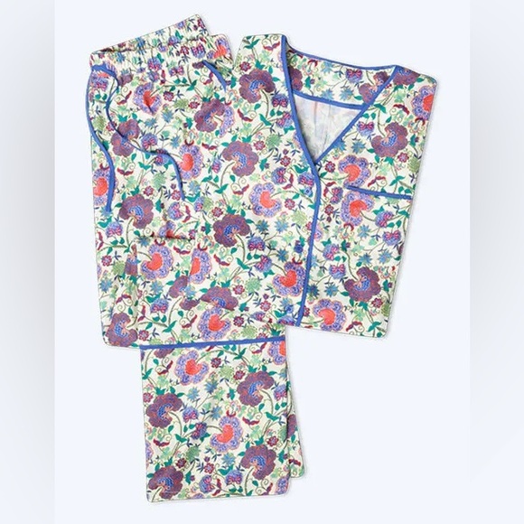 summersalt Other - Summersalt The Cloud 9 Silky Pajama Set - Scroll Block Print in Violet & Lava